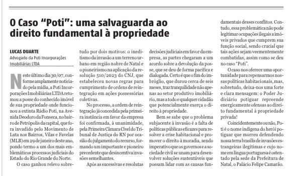 Artigo Lucas Duarte - O Caso “Poti”: uma salvaguarda ao direito fundamental à propriedade