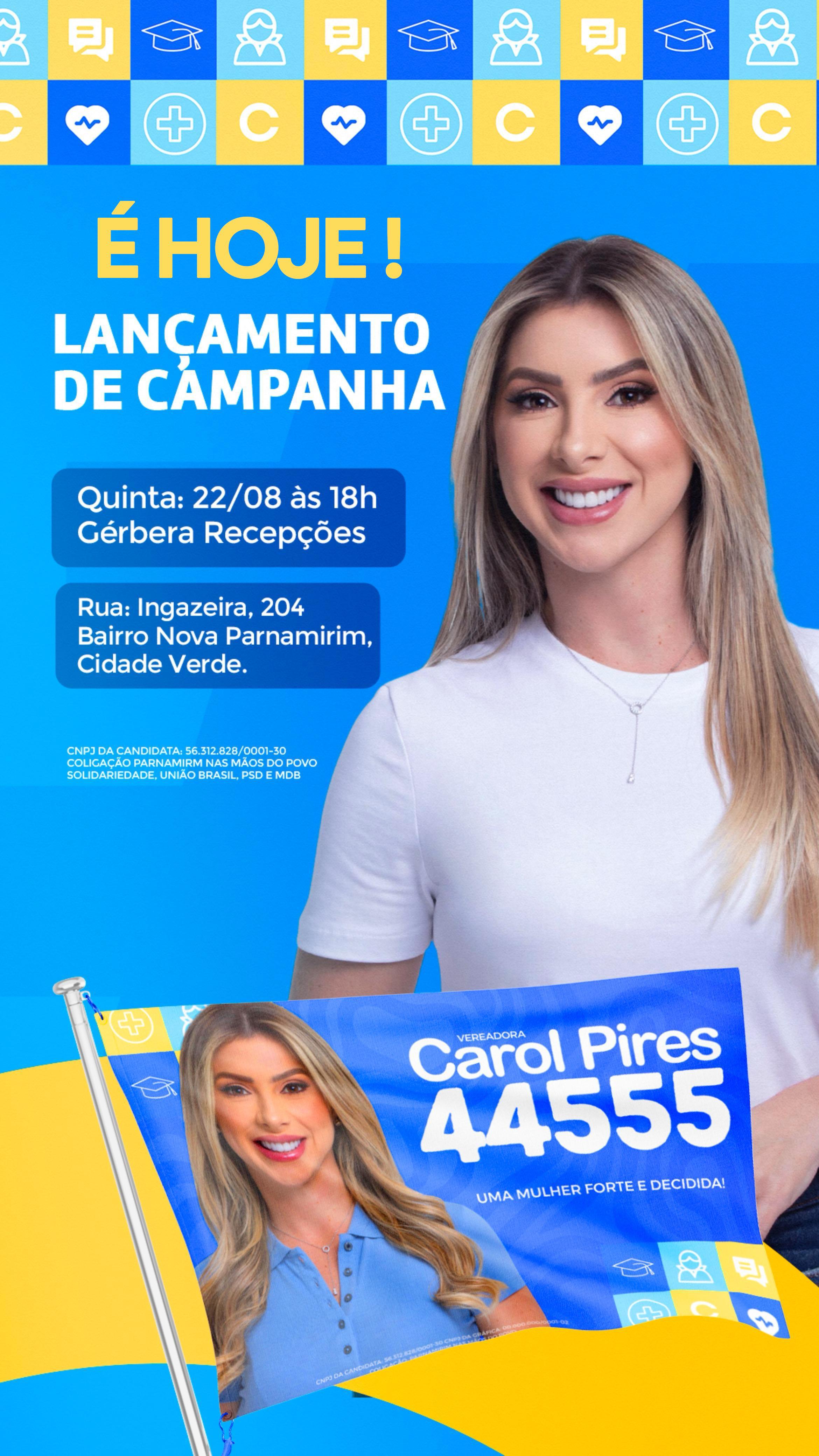 Carol Pires lança campanha nesta quinta-feira, em Parnamirim