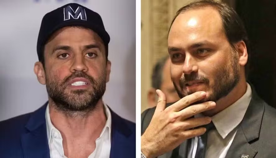 Pablo Marçal e Carlos Bolsonaro — Foto: Maria Isabel Oliveira/ Agência O Globo / Agência O Globo