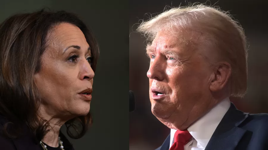 Pesquisas apontam disputa acirrada em estados decisivos dos EUA (Imagem: Pool/Getty Images via AFPe Spencer Platt/Getty Images/AFP)