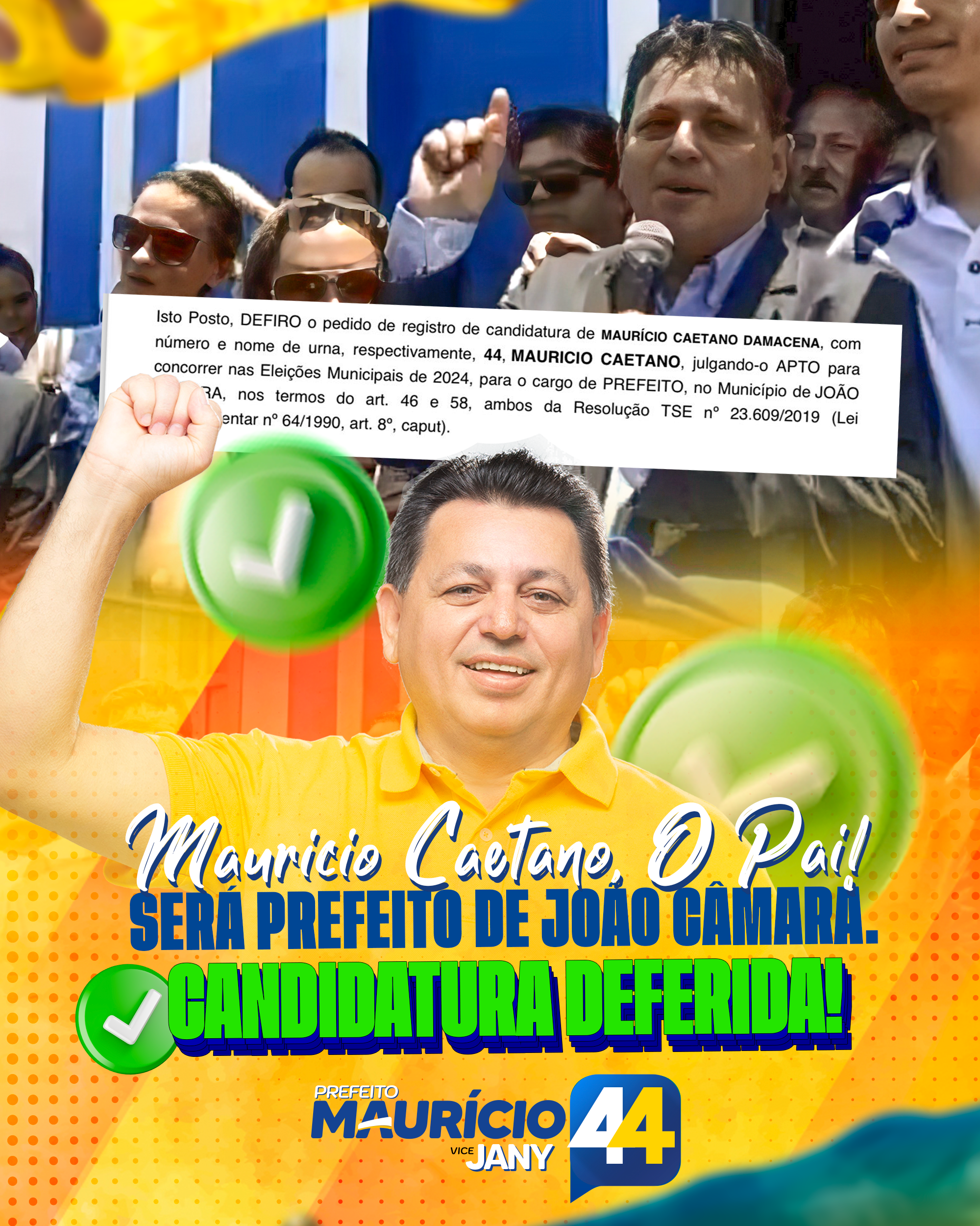 “O CANDIDATO É O PAI” - Maurício Caetano tem sua candidatura a prefeito deferida