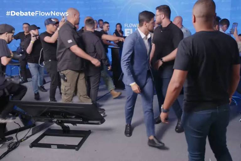 Assessor de Marçal dá soco em marqueteiro de Nunes em debate