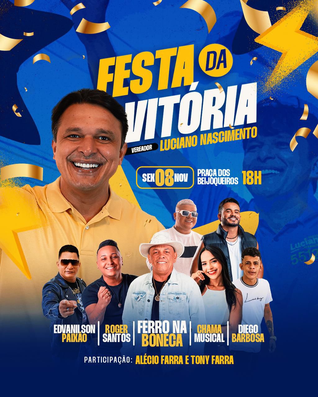 Luciano Nascimento realiza grande Festa da Vitória na Praça dos Beijoqueiros