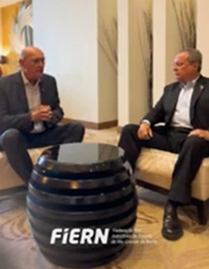 Presidentes da FIERN, Roberto Serquiz, e da CNI, Ricardo Alban, falam do comprometimento ambiental da indústria na COP29, no Azerbaijão