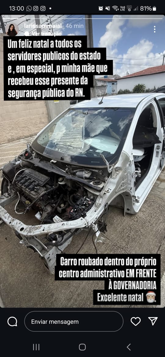Piada pronta da Segurança: carro é roubado em frente à governadoria