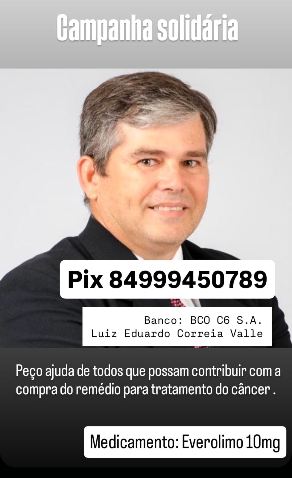 Governo do RN desobedece decisão judicial e para de fornecer medicamento para tratamento de câncer. Vamos ajudar Dudu Vale!