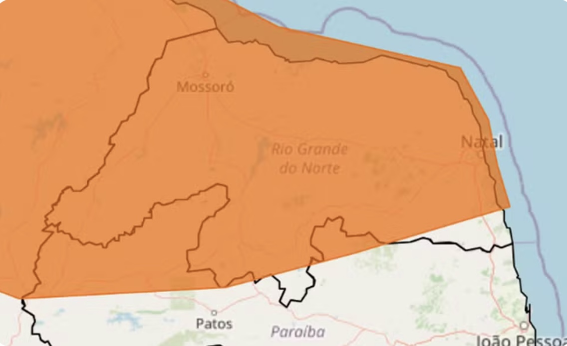 Alerta laranja: Inmet publica novo aviso de chuvas intensas no RN nesta segunda-feira (17)