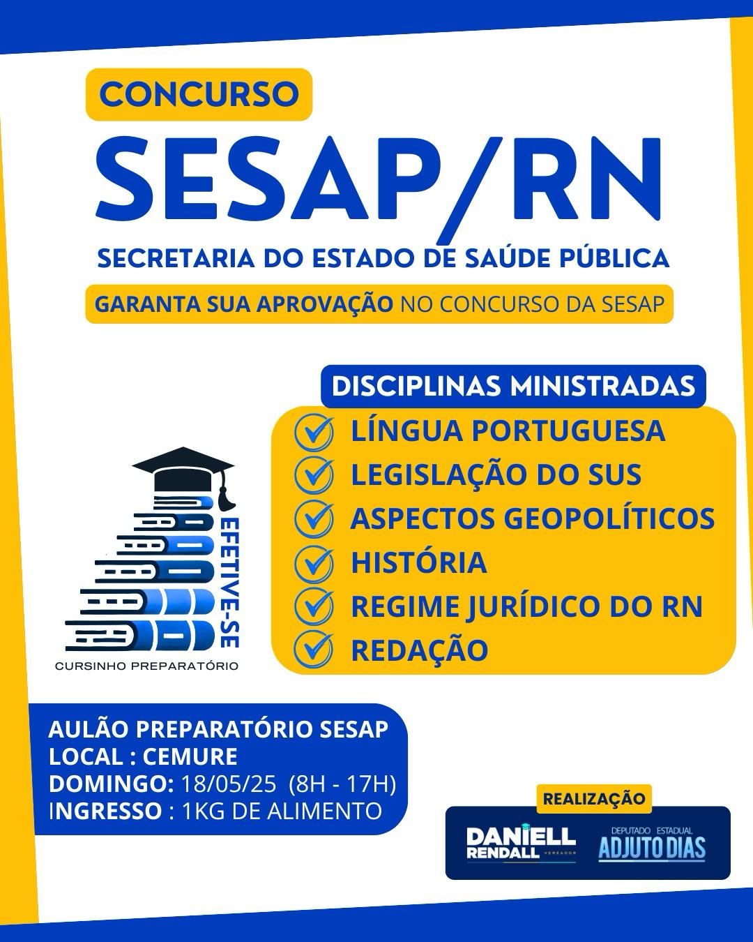 Aulão gratuito prepara candidatos para o concurso da SESAP no RN