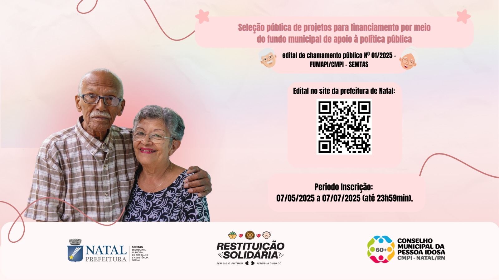 Inscrições para seleção de projetos voltados à pessoa idosa são prorrogadas até 7 de julho