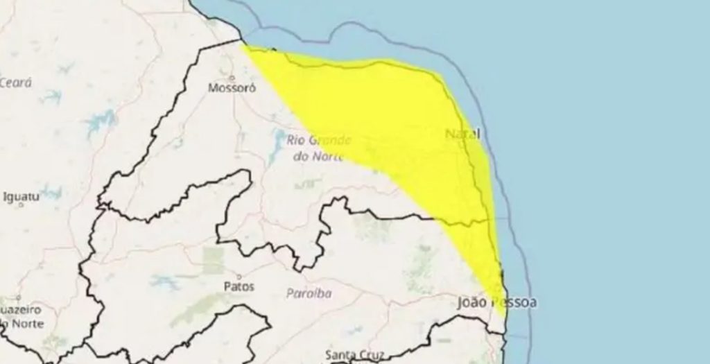 Inmet emite alerta de acumulado de chuvas para 85 cidades do RN