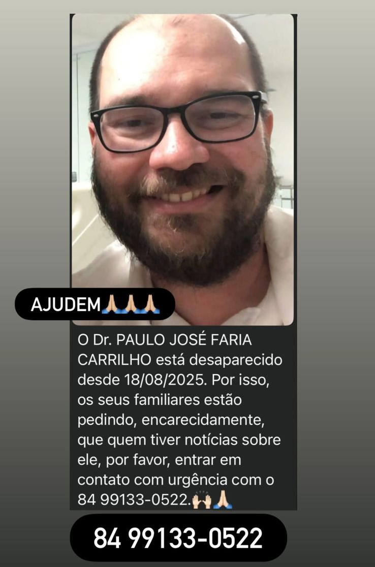 Médico, professor da UnP está desaparecido