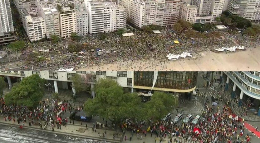 Ato da direita reúne mais público que o da esquerda no Rio de Janeiro