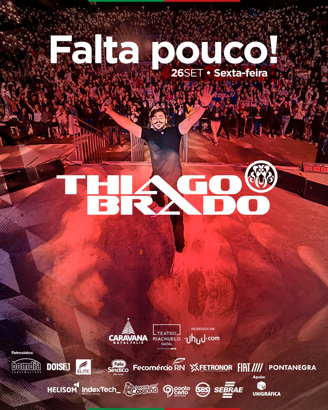 Thiago Brado se apresenta no Teatro Riachuelo em evento realizado pela Caravana Natal Feliz