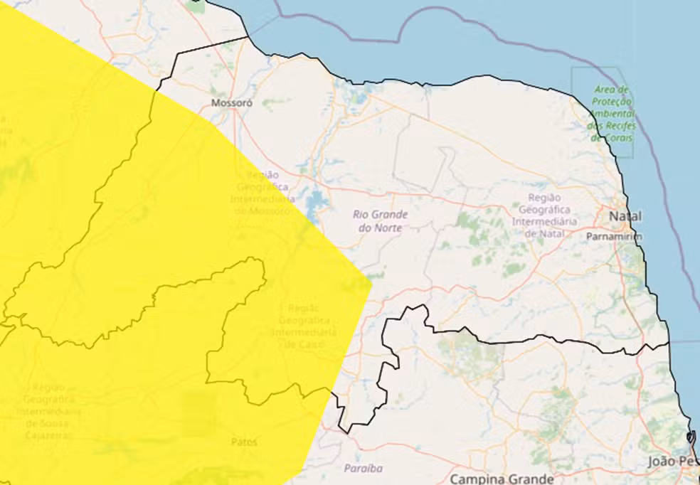 Inmet publica alerta de baixa umidade em 70 municípios do RN