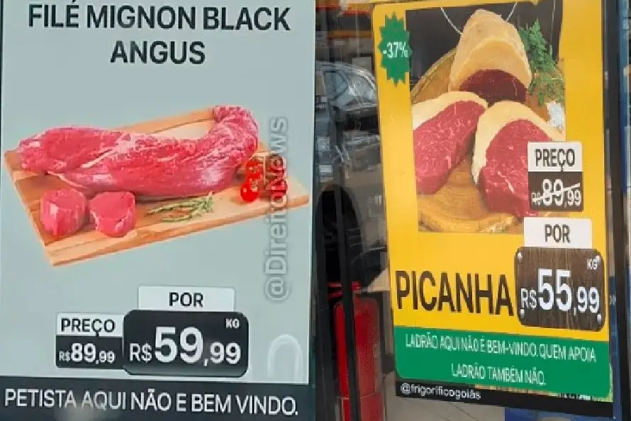 ‘Petista não é bem-vindo’: açougue desafia a Justiça após cartaz polêmico