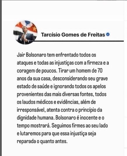 Governador de SP afirma que prisão de Bolsonaro 