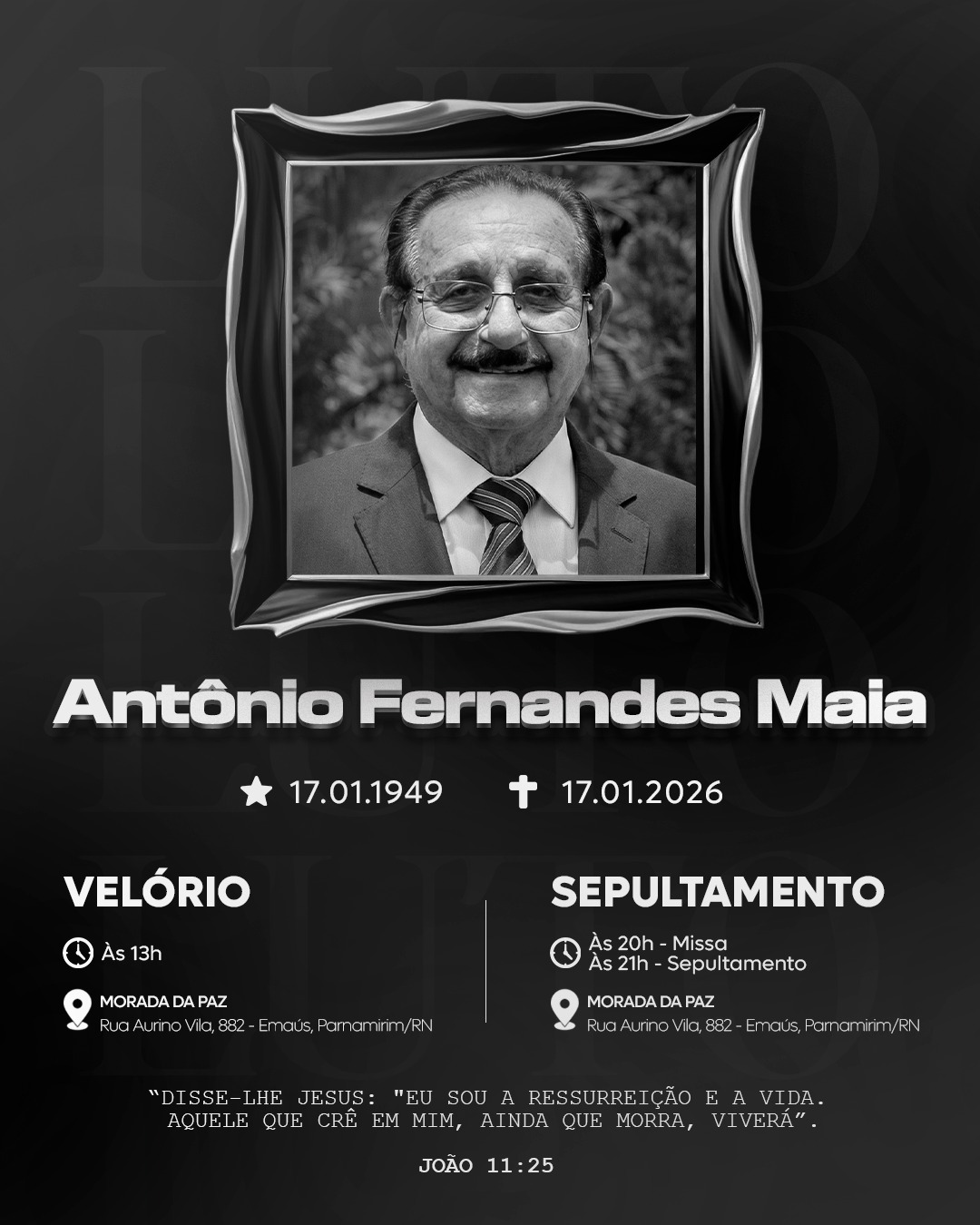 Morre pai do presidente da Câmara de Parnamirim, César Maia, e do ex-deputado Carlos Augusto Maia