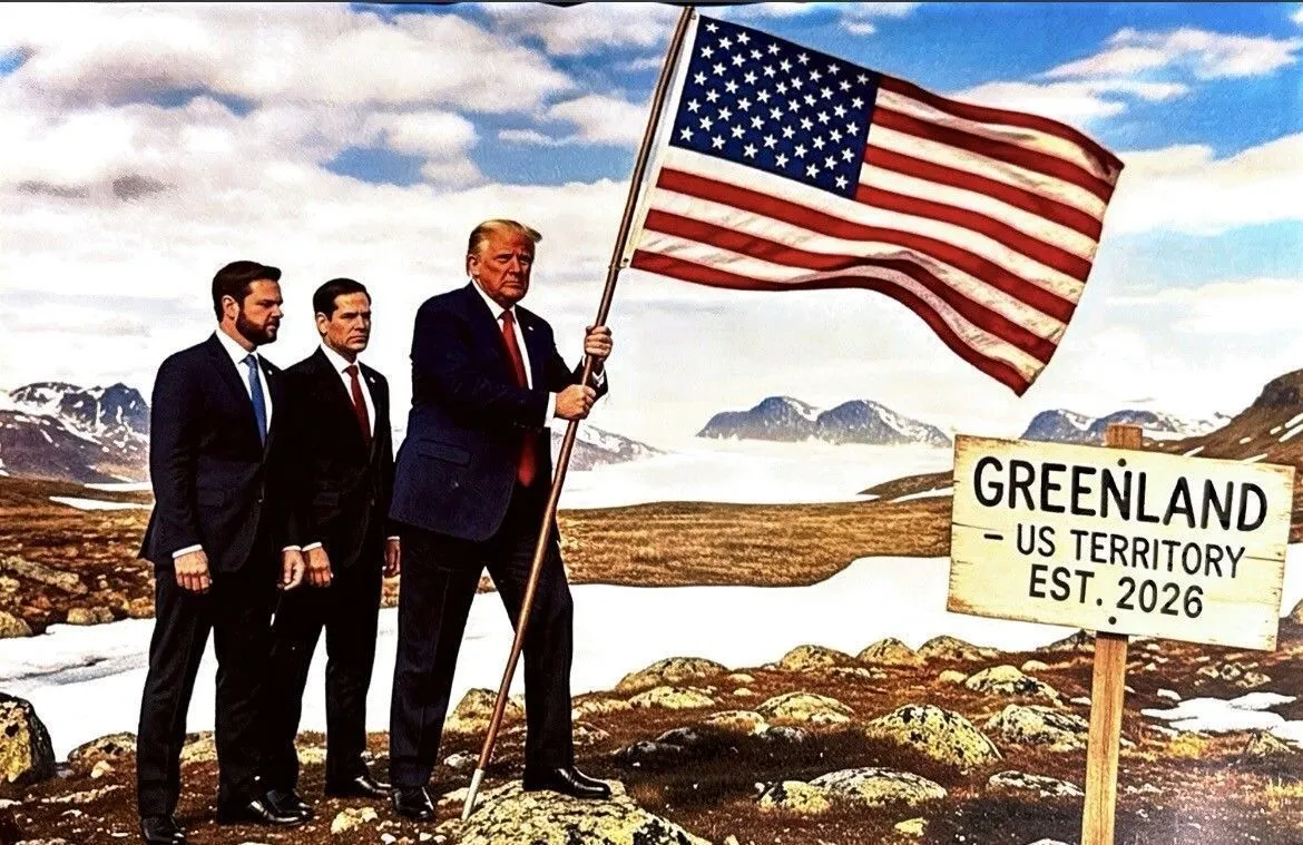 Trump publica imagem de IA cravando bandeira dos EUA na Groenlândia