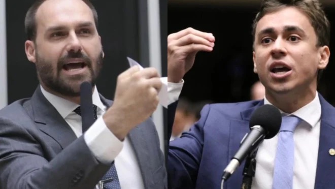 EDUARDO BOLSONARO E NIKOLAS FERREIRA | Foto: Zeca Ribeiro/Kayo Magalhães/Câmara dos Deputados