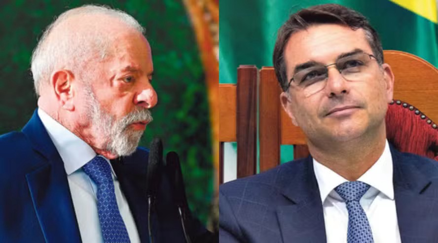 O presidente Lula (PT) e o senador Flávio Bolsonaro (PL), do Rio de Janeiro — Foto: Evaristo Sá/AFP e Edilson Dantas/O Globo