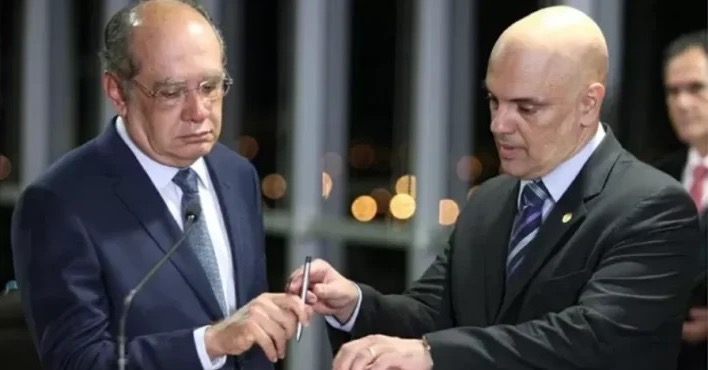 O decano do STF, Gilmar Mendes, e o ministro Alexandre de Moraes, durante um evento no TSE | Foto: Roberto Jayme/TSE