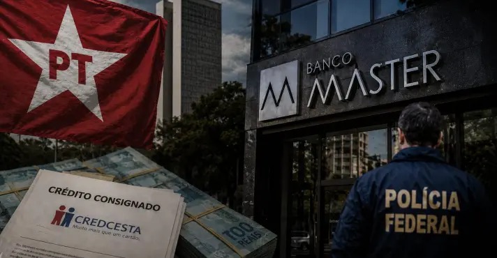 A relação entre o PT e o Master deve vir à tona durante a campanha eleitoral | Foto: Divulgação/Oeste | Imagem criada com o auxílio de inteligência artificial