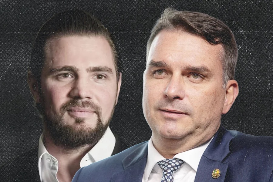 Daniel vorcaro e flavio bolsonaro | arte metrópoles