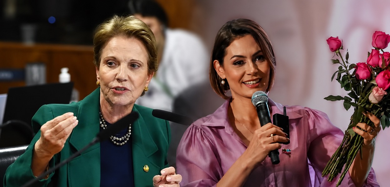 Tereza Cristina e Michelle Bolsonaro (Foto: Carlos Moura (Senado) / Redes sociais)