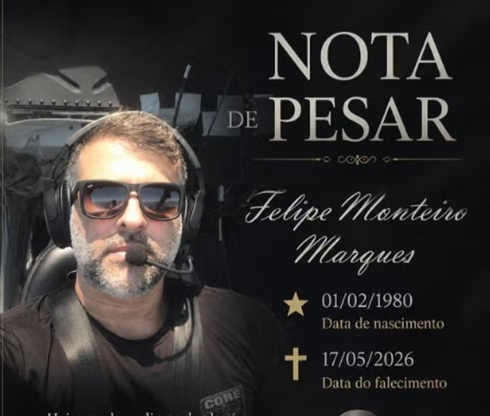 piloto de helicóptero da Polícia Civil, Felipe Marques Monteiro