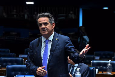 Senador Ciro Nogueira (PP-PI) em pronunciamento no Senado, em julho de 2025 Foto: Jefferson Rudy/Agência Senado
