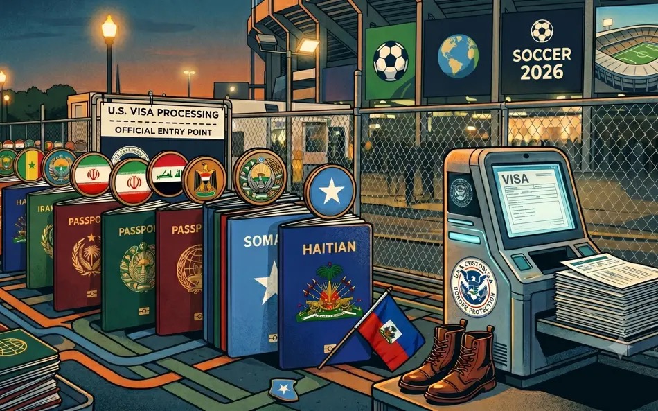 Diversos países enfrentam problemas com a imigração dos EUA para a Copa do Mundo (Imagem criada por IA)