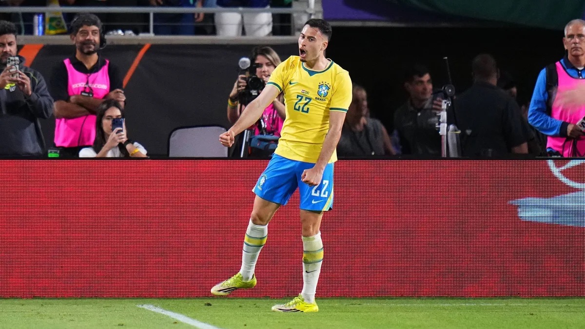 Martinelli comemora gol pela Seleção Brasileira contra Croácia  • Rich Storry/Getty Images