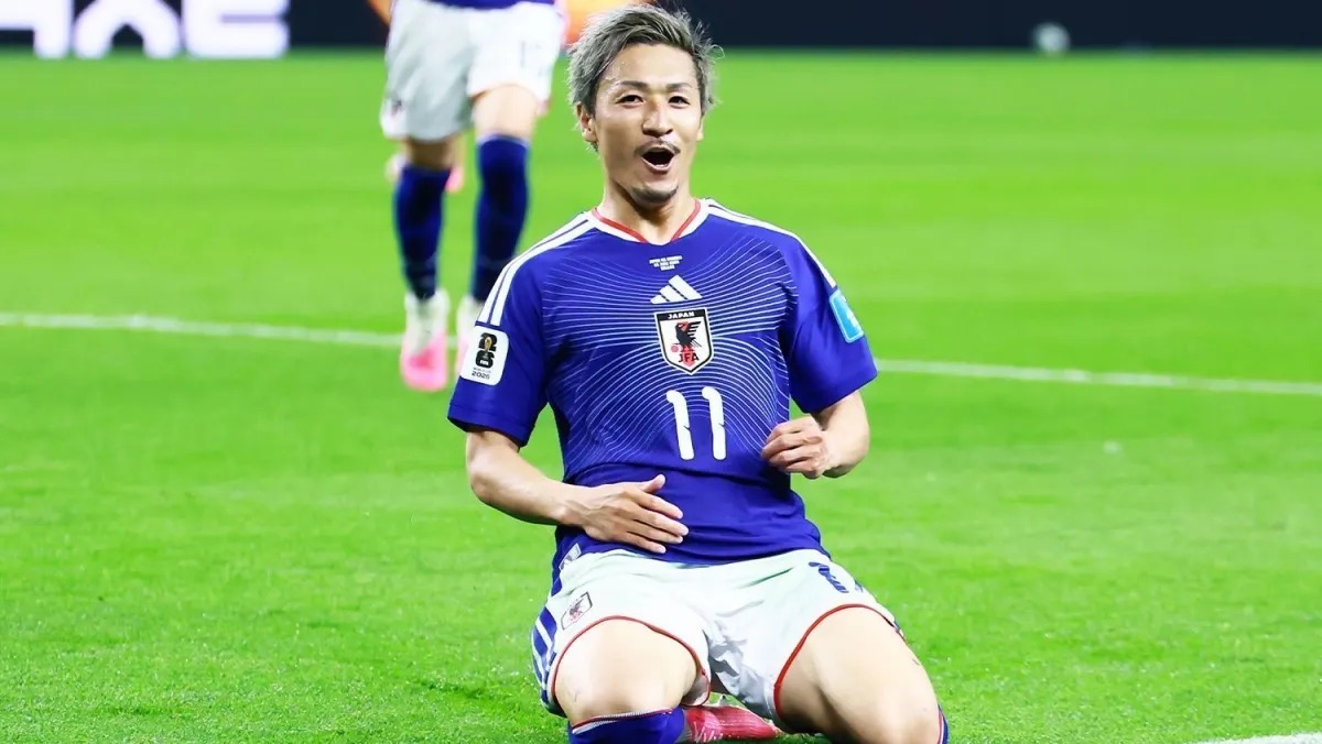 Daizen Maeda, atacante do Japão em campo pela Copa do Mundo  • Reprodução/X/@jfa_samuraiblue