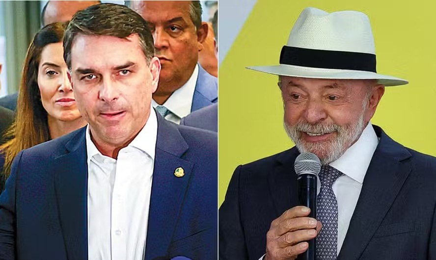 Flávio Bolsonaro e Lula — Foto: Reprodução
