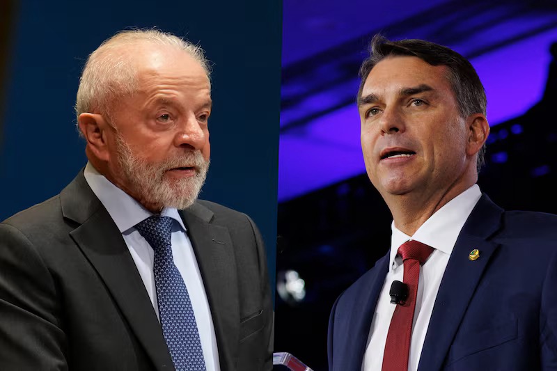 LULA E FLÁVIO BOLSONARO | (Shelby Tauber/Bloomberg e David Dee Delgado/Bloomberg)