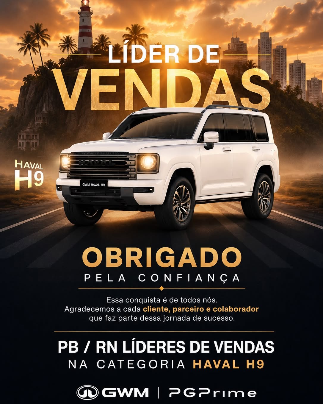 GWM PG Prime lidera vendas do Haval H9 na Paraíba e no Rio Grande do Norte