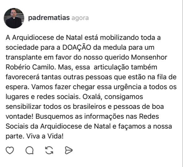 Padre Matias reforça campanha para doação de medula 