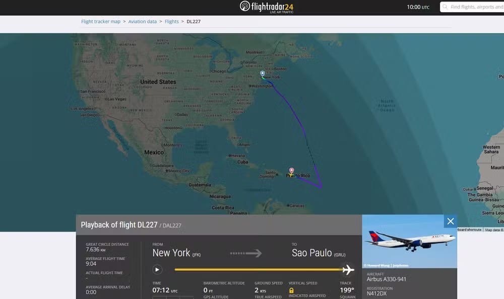 Foto: Reprodução/FlightRadar24
