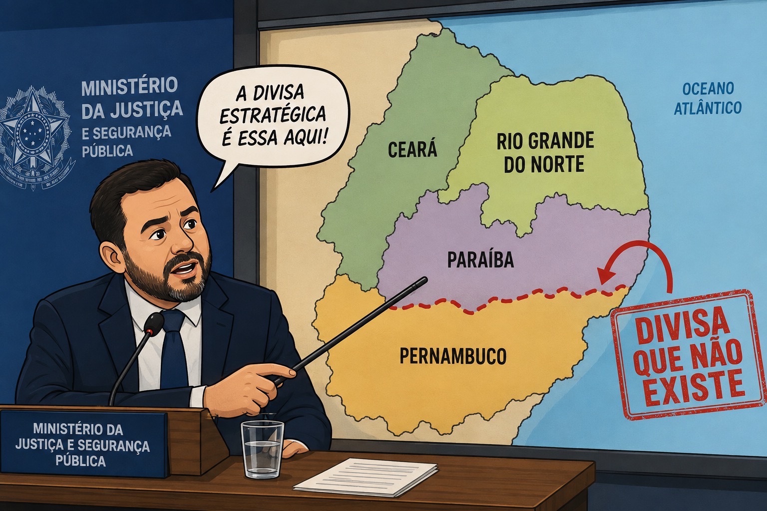 Divisa estratégica entre RN e PE, segundo o ministerio da justiça | imagem gerada por iA