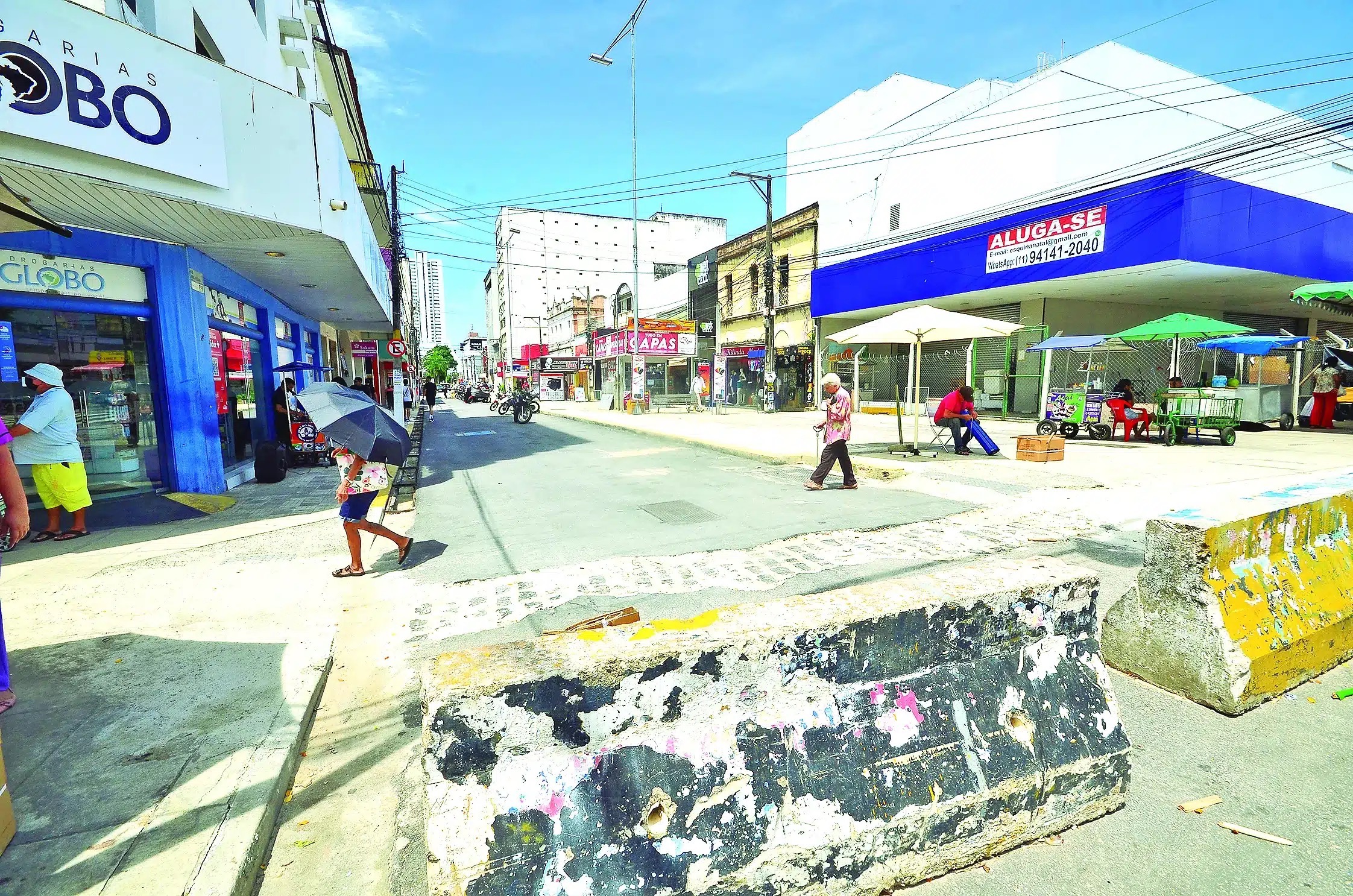 Rua João Pessoa passa por reformas estruturais promovidas pela Prefeitura do Natal; objetivo é aumentar a circulação de pessoas pela região e promover o comércio - Foto: José Aldenir