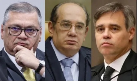 FLÁVIO DINO, GILMAR MENDES E ANDRÉ MEDONÇA