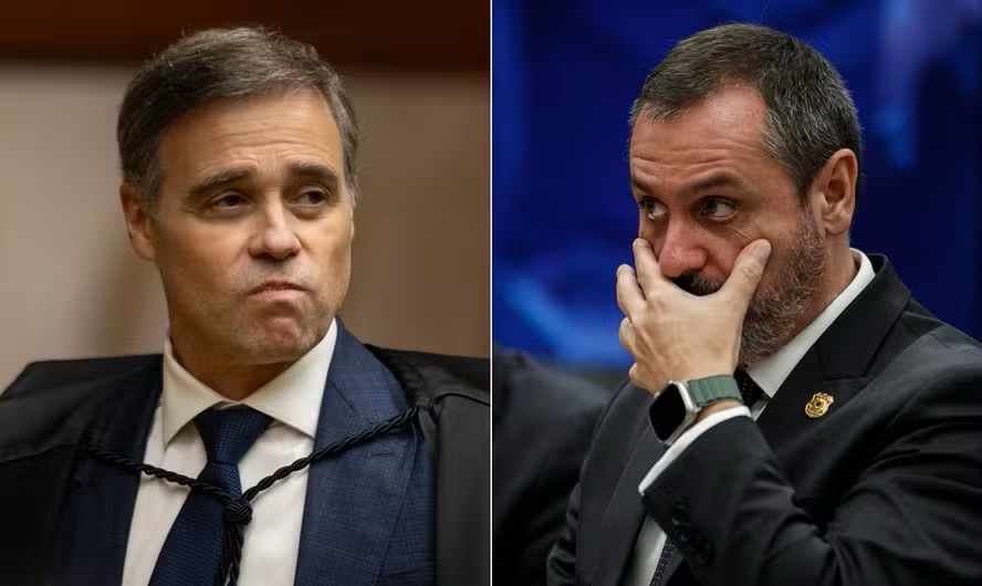 O ministro do Supremo Tribunal Federal (STF) André Mendonça e o diretor-geral da Polícia Federal (PF), Andrei Rodrigues — Foto: Brenno Carvalho/O Globo