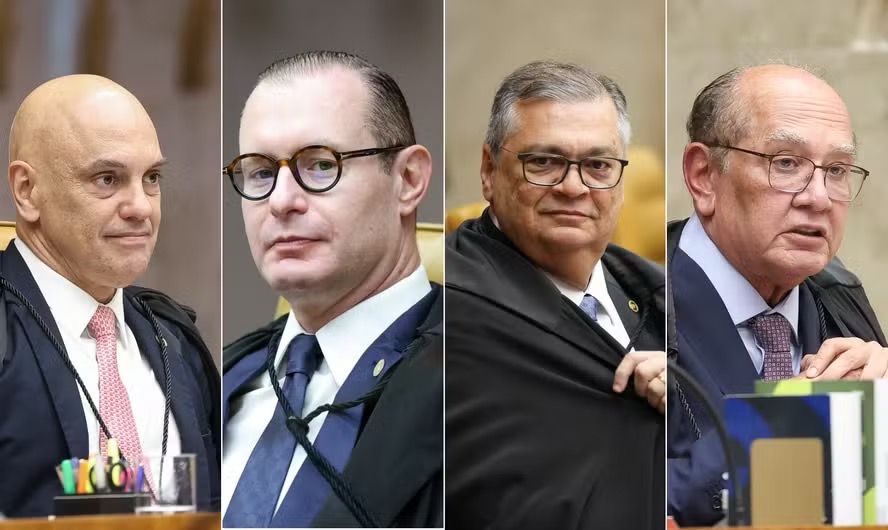 Os ministros Alexandre de Moraes, Cristiano Zanin, Flávio Dino e Gilmar Mendes — Foto: Victor Piemonte/STF
