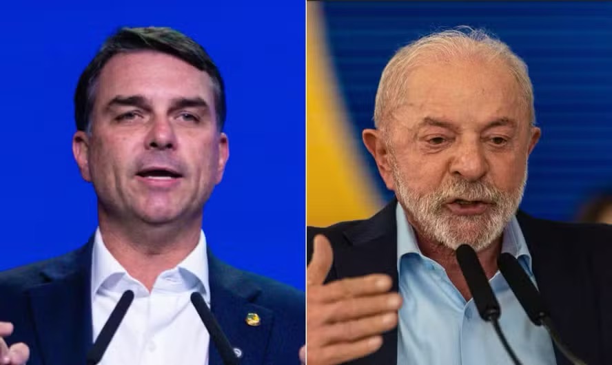 Flávio Bolsonaro (PL) e Lula (PT) — Foto: Reprodução O GLOBO