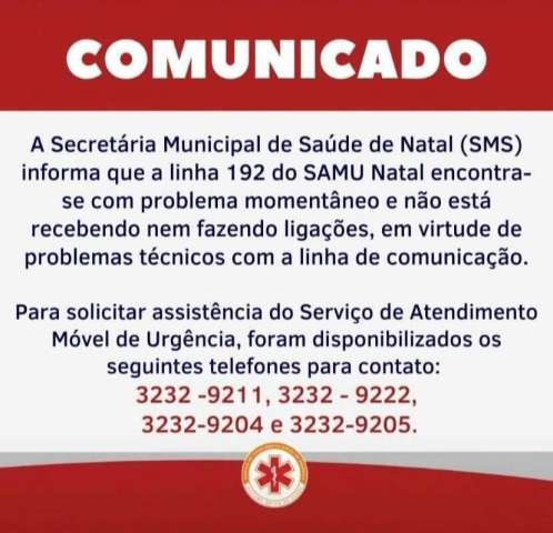 Samu Natal sem comunicação
