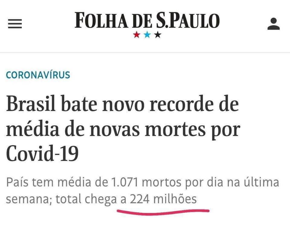Folha de São Paulo “mata” toda a população brasileira