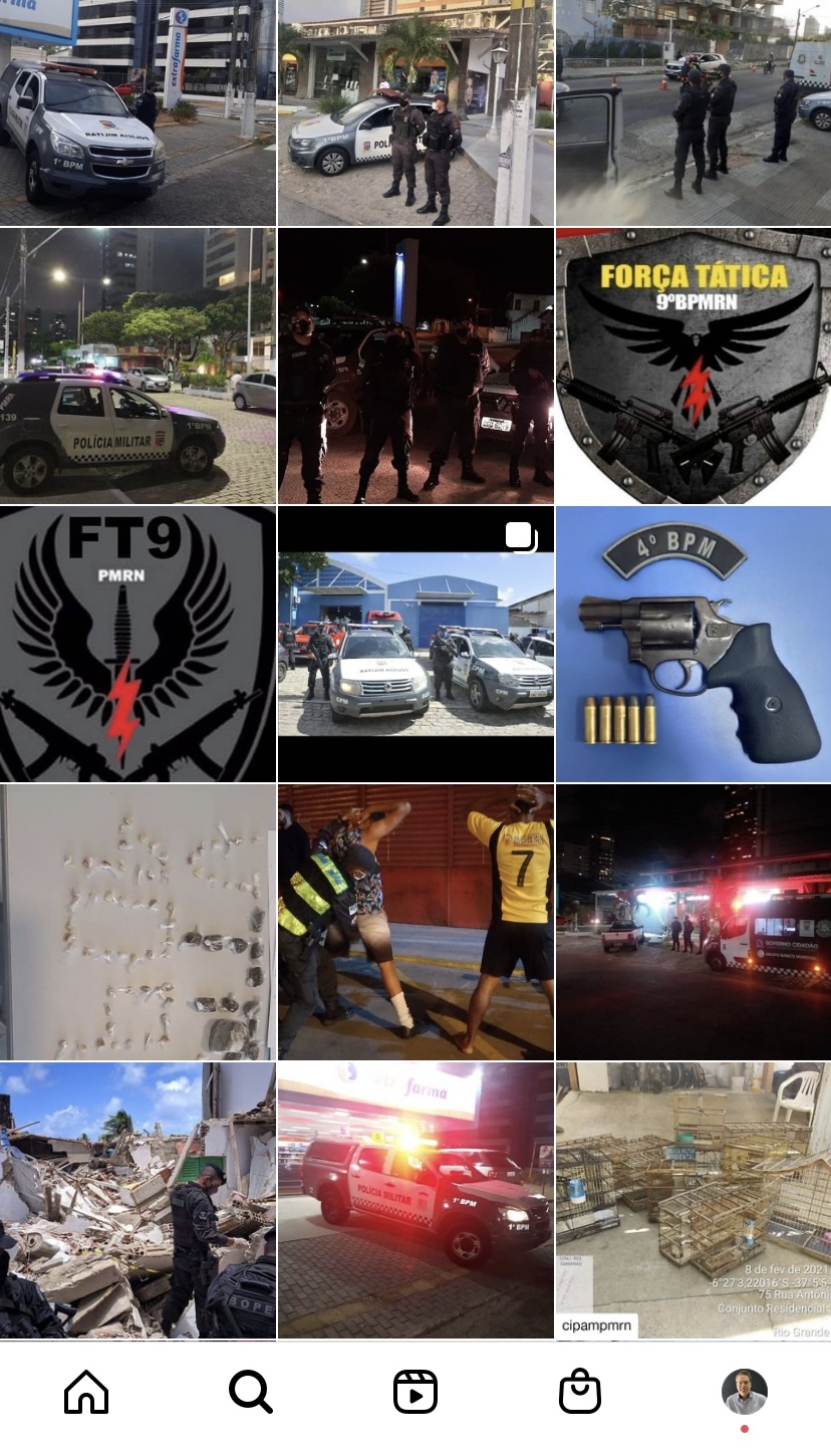 Segurança ostensiva no Instagram e ruas sem policiamento em Petrópolis e Tirol