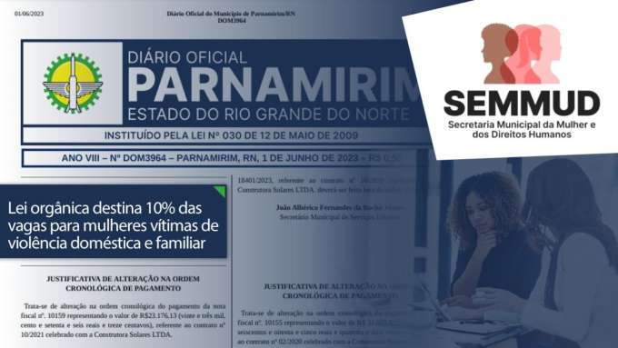 Parnamirim: Lei orgânica destina 10% das vagas para mulheres vítimas de violência doméstica e familiar