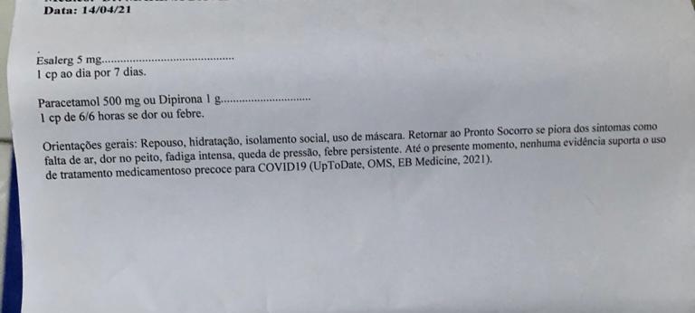 COVID-19: Tratamento com água e remédio para dor