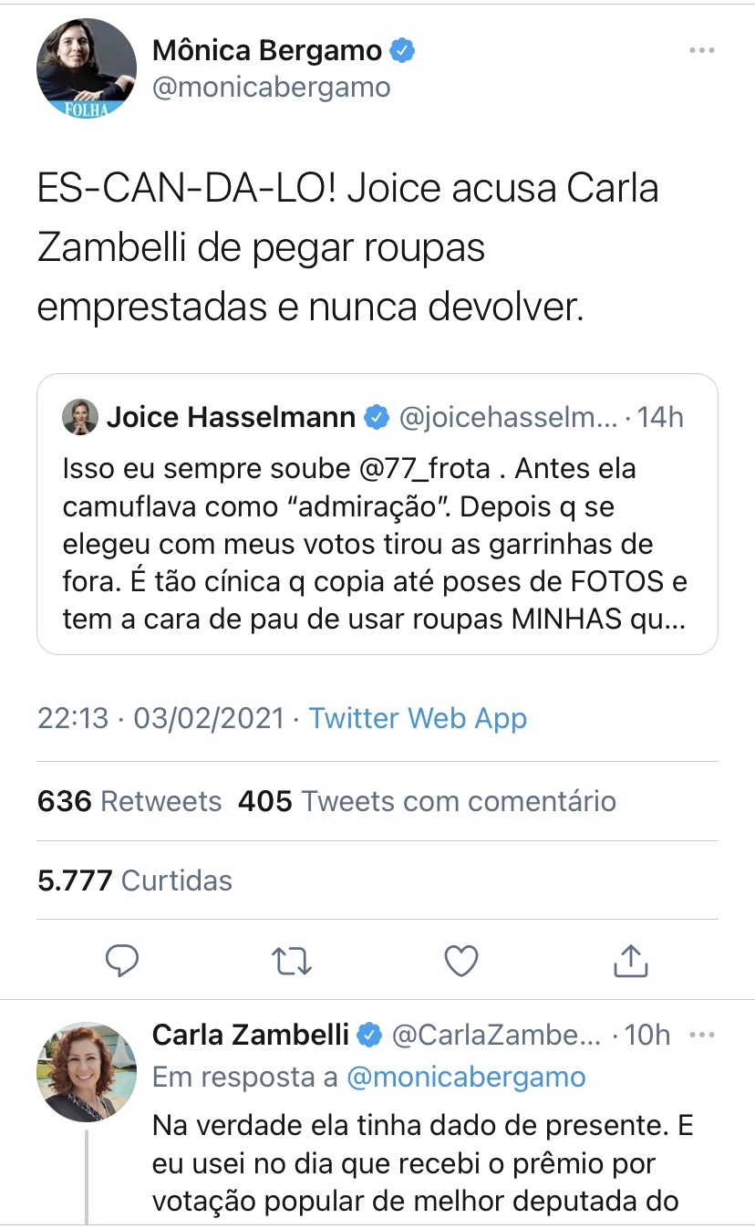 Fuxico e lavagem de roupa: Jornalista e deputadas quebram o pau no Twitter  | Blog do Gustavo Negreiros